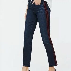 J. Crew Denim vintage straight Jeans with red velvet stripes